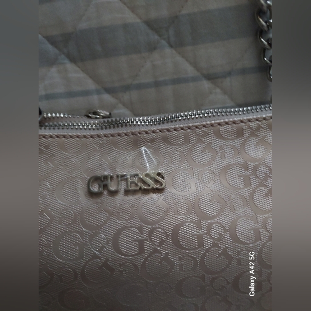 NWOT GUESS Crossbody Bag Handbag Purse Women Monogram Light pink-beige - Picture 10 of 13